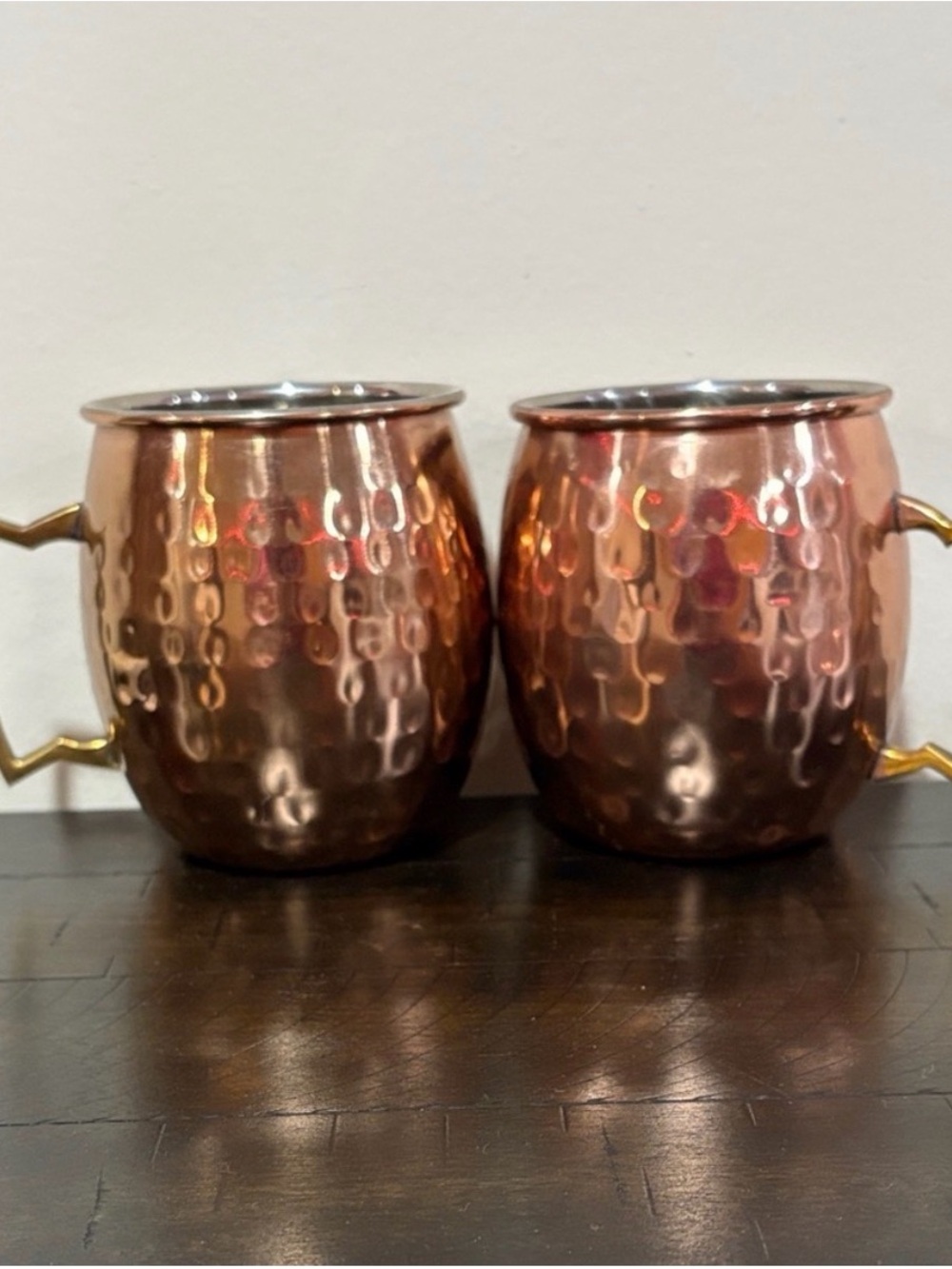 Pier 1 Copper-Tone Hammered Mule Mug Set